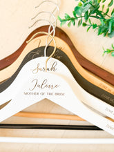 Load image into Gallery viewer, Personalized Bridesmaid Hangers - Wedding Hanger Wooden Engraved Bridal Dress Hanger Name Hangers