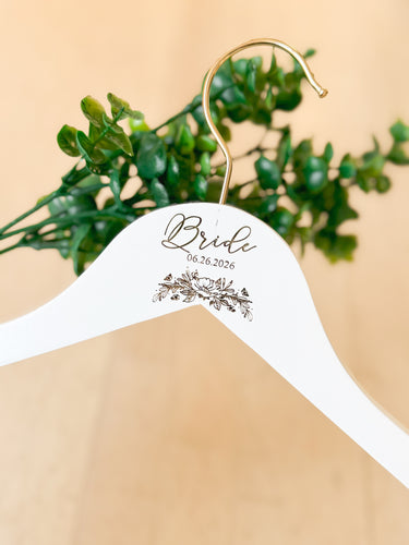 Personalized Bridesmaid Hangers - Floral Wedding Hanger Wooden Engraved Bridal Dress Hanger Name Hangers