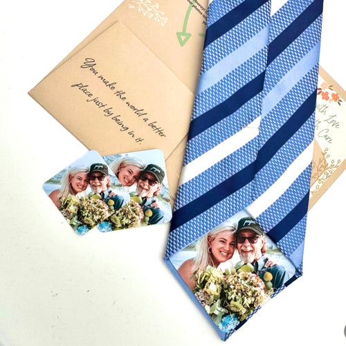 Peel & Stick Permanent or Removable Custom Photo Patch for for ties, suits, bowties, gifts, tie patch, grandpa, dad, wedding, father of the bride, father's day, micro wedding, anniversary