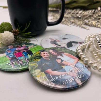Custom Photo Round 3.5" Photo Coaster | Gift giving, wedding favors, personalized