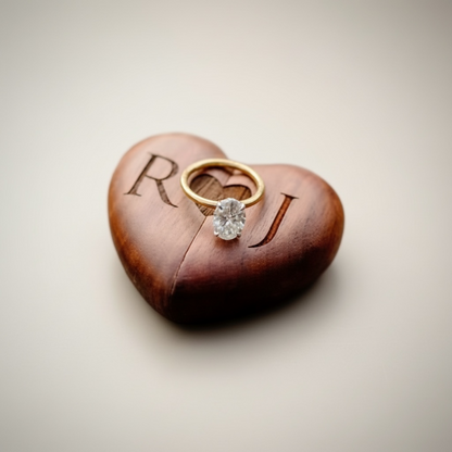 Engraved Proposal Ring Box – Heart-Shaped Wooden Keepsake Jewelry Box