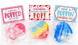 Non-Sugar Pop-It Valentine Keychain Gift | 10 Pack