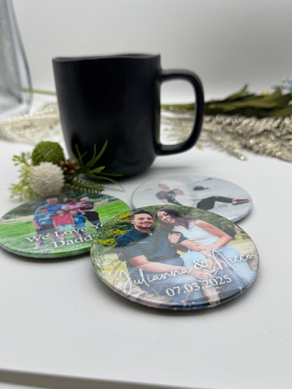 Custom Photo Round 3.5" Photo Coaster | Gift giving, wedding favors, personalized