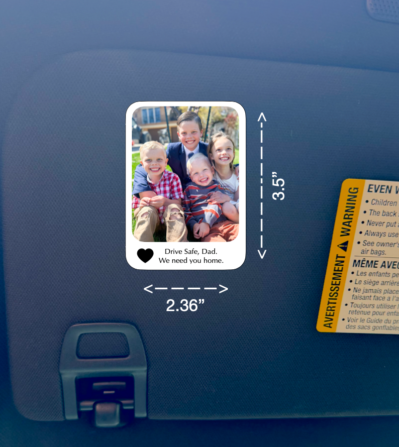Custom Photo Car Visor Sticker for Gifts for Dad Personalized Father’s Day Gift for Him, Unique Gift for Dad from Son, Daughter, or Mother, Sentimental Keepsake
