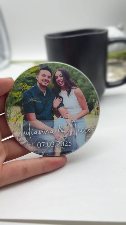 Custom Photo Round 3.5" Photo Coaster | Gift giving, wedding favors, personalized