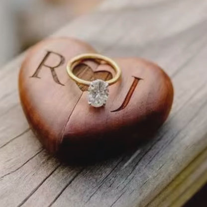 Engraved Proposal Ring Box – Heart-Shaped Wooden Keepsake Jewelry Box
