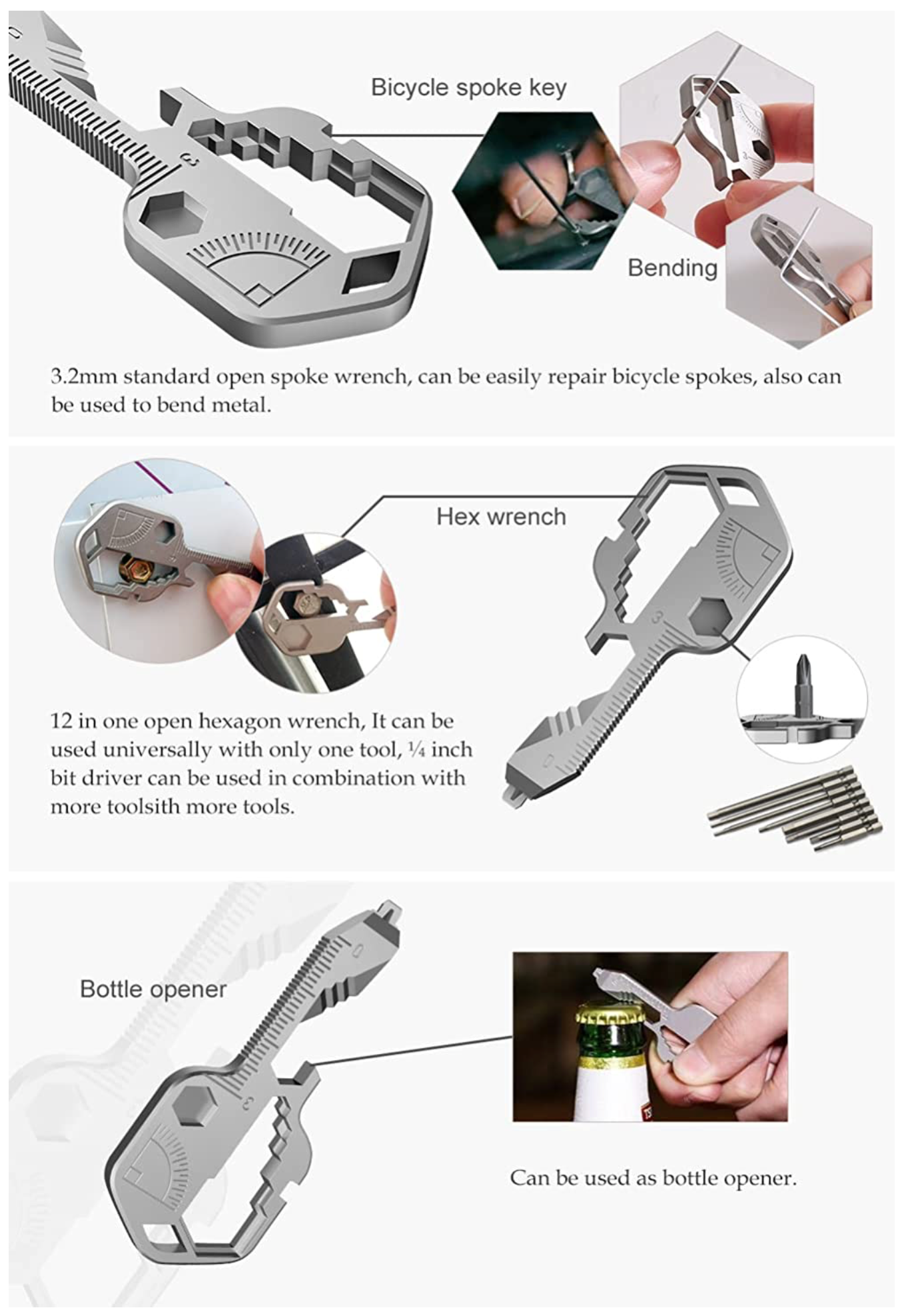 Tools Outdoor Multifunctional Keychain,Multi-functional Tool Wrench, Outdoor  Camping Supplies 